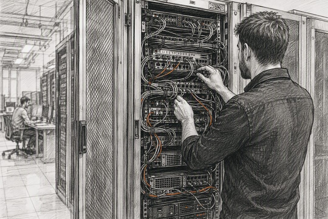Hands troubleshooting server cables
