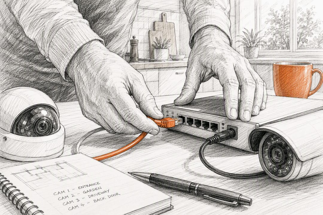 Hände konfigurieren Netzwerksicherheits-Hardware