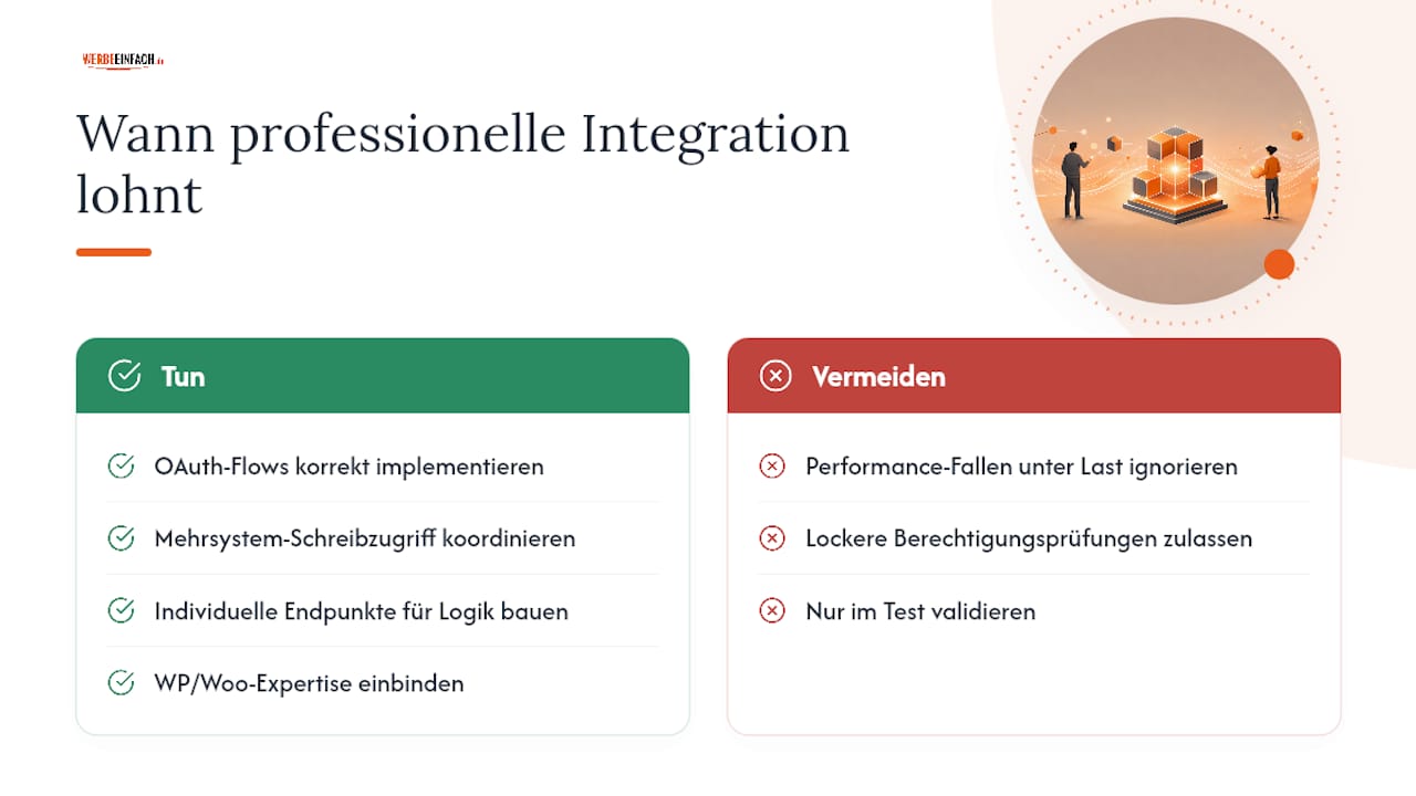 Praxiswissen von Werbeeinfach: Wann lohnt sich professionelle Integration? — overview diagram
