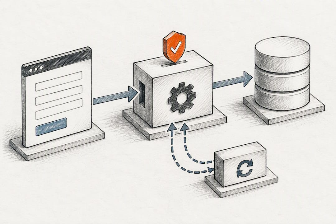 Webhook-Ablauf mit Wiederholungsmechanismus und Schutz vor Duplikaten