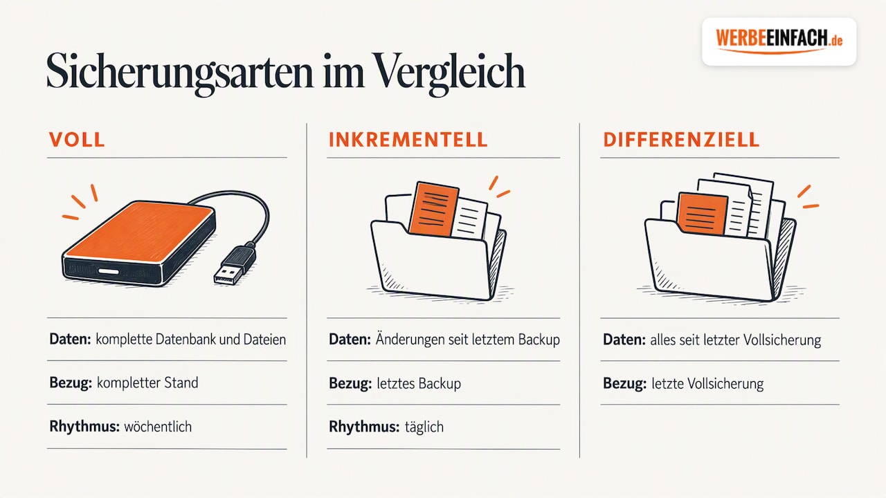 Vergleich von drei WordPress-Backup-Arten
