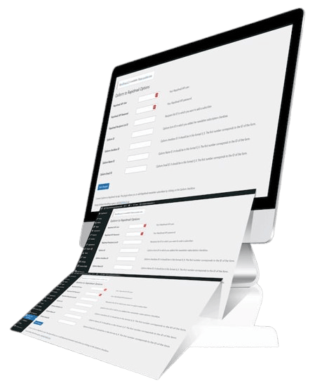 Monitor mit WordPress-Einstellungen zur Anbindung von Quform an Rapidmail